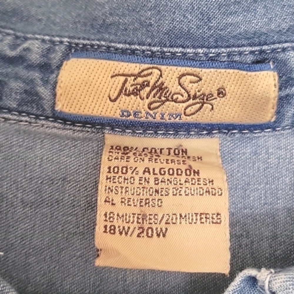 Fall Autumn Embroidered 18W 20W Chambray Denim Button-up Pumpkins Bears 90s Y2K - Picture 5 of 7